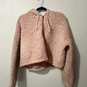 Teddy bear pink cropped hoodie